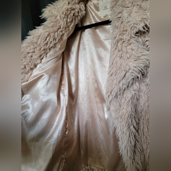 Faux Fur Soft Teddy Bear Jacket Tan/Cream Sz SMALL - Picture 4 of 7